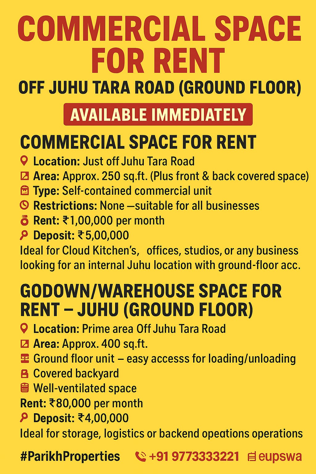 Commercial space for rent - Juhu flyer